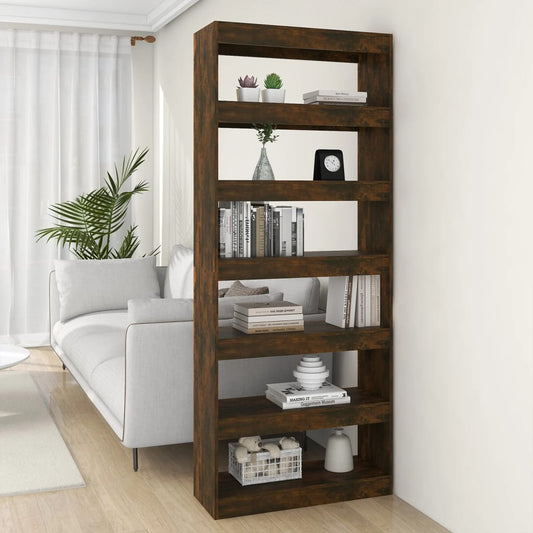 Bookshelf/Room Divider Smoked Oak 80x30x198 cm Wood Material