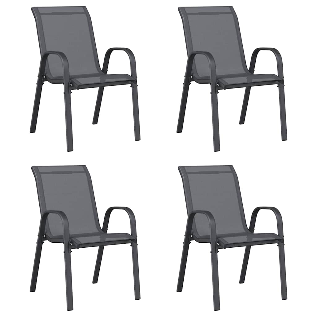 Stapelbare Gartenstühle 4 Stk. Grau Textilene