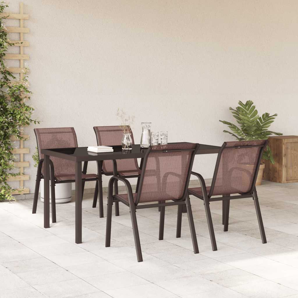 Stapelbare Gartenstühle 4 Stk. Braun Textilene