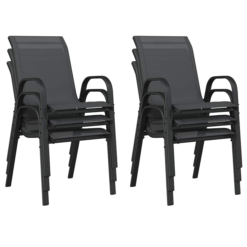 Stapelbare Gartenstühle 6 Stk. Schwarz Textilene