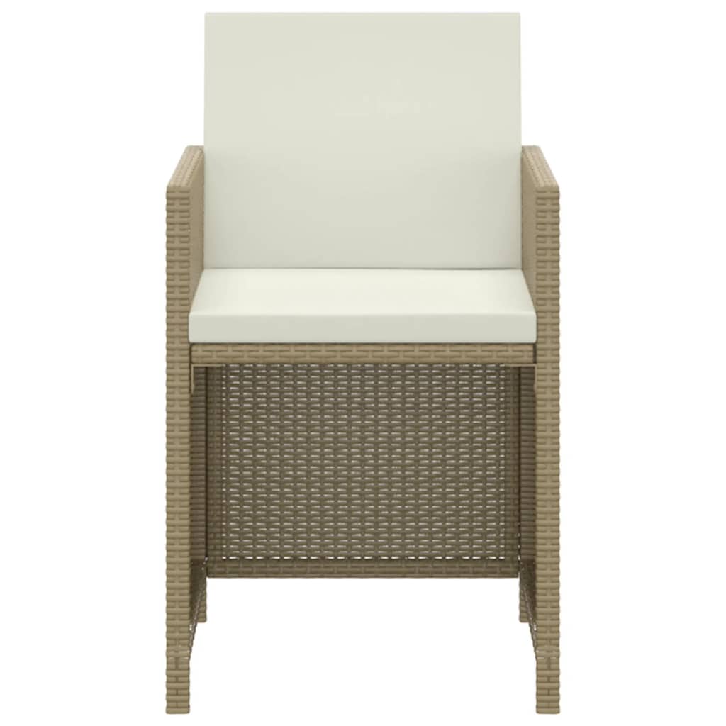3-tlg. Garten-Essgruppe mit Kissen Poly Rattan Beige