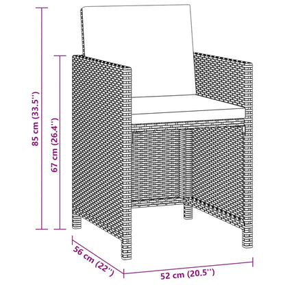 3-tlg. Garten-Essgruppe mit Kissen Poly Rattan Schwarz