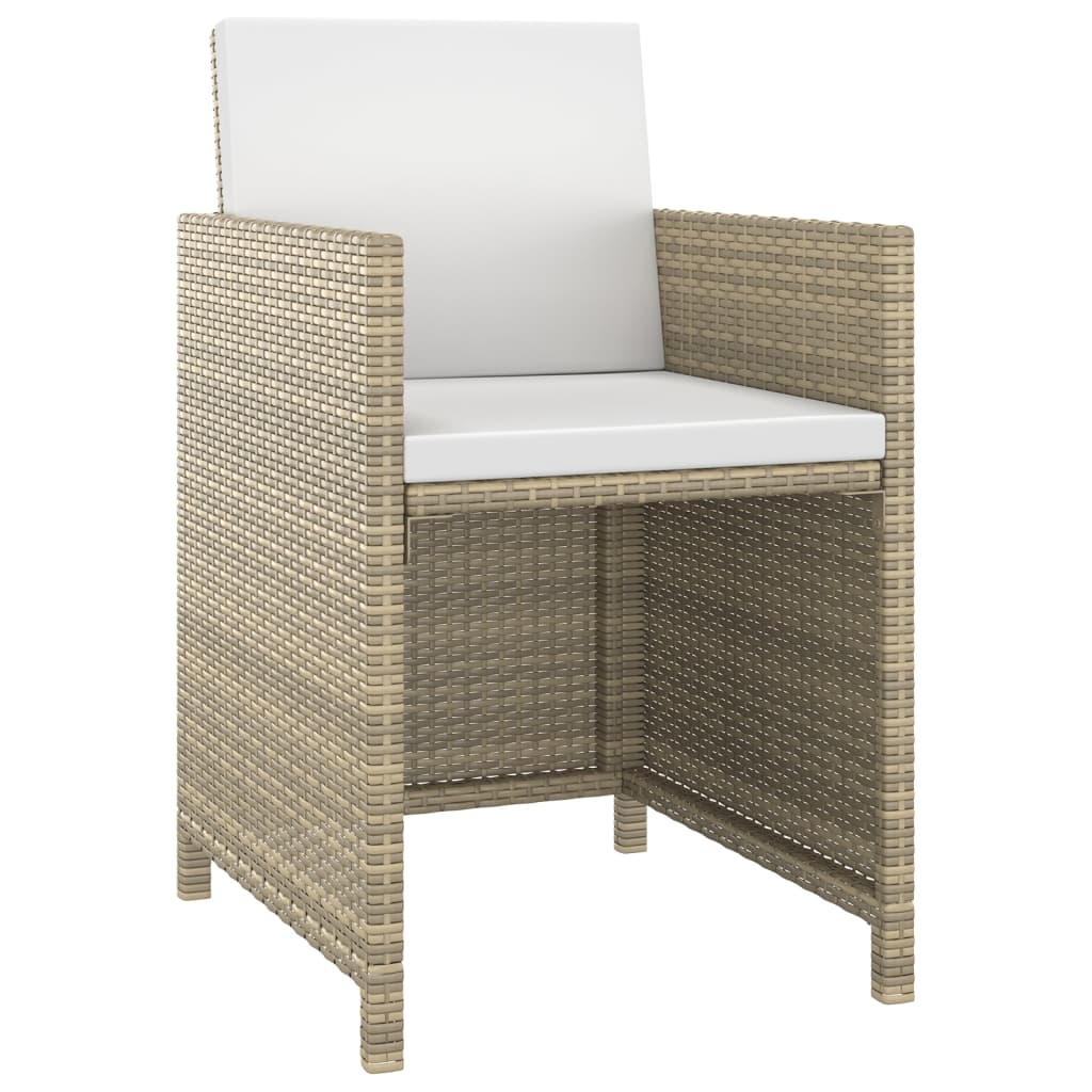 5-tlg. Garten-Essgruppe mit Kissen Poly Rattan Beige