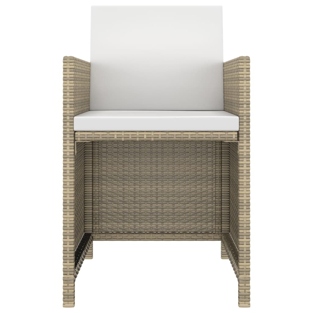 5-tlg. Garten-Essgruppe mit Kissen Poly Rattan Beige