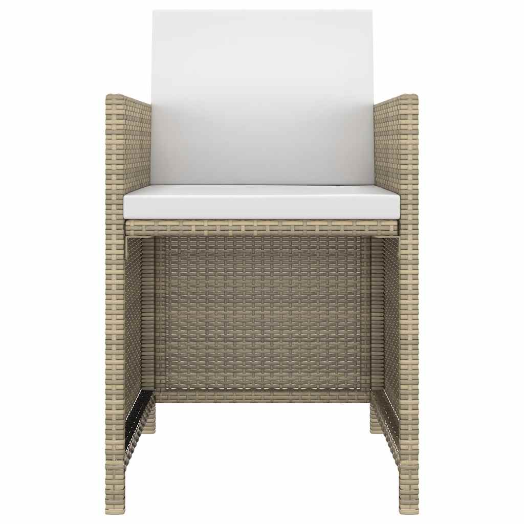 5-tlg. Garten-Essgruppe mit Kissen Poly Rattan Beige