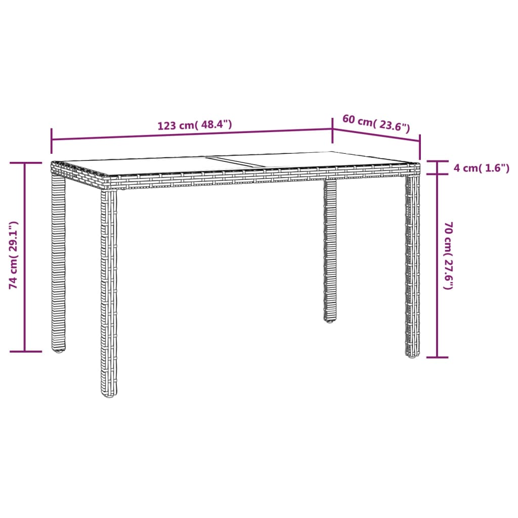 5-tlg. Garten-Essgruppe mit Kissen Poly Rattan Beige