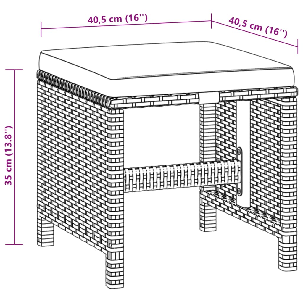 5-tlg. Garten-Essgruppe mit Kissen Poly Rattan Beige