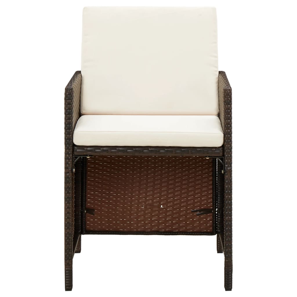 9-tlg. Garten-Essgruppe mit Kissen Poly Rattan Braun