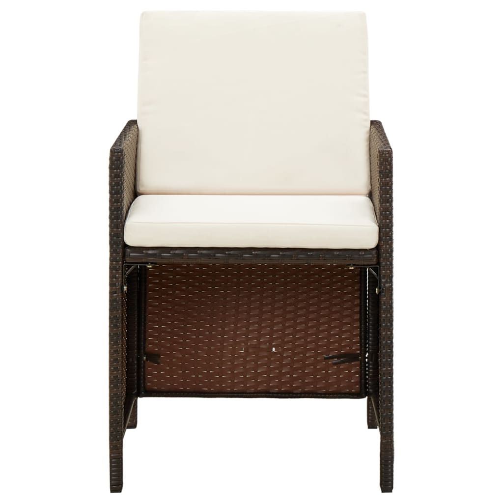 9-tlg. Garten-Essgruppe mit Kissen Poly Rattan Braun