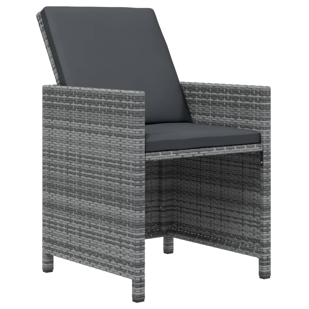 5-tlg. Garten-Essgruppe mit Kissen Poly Rattan Grau