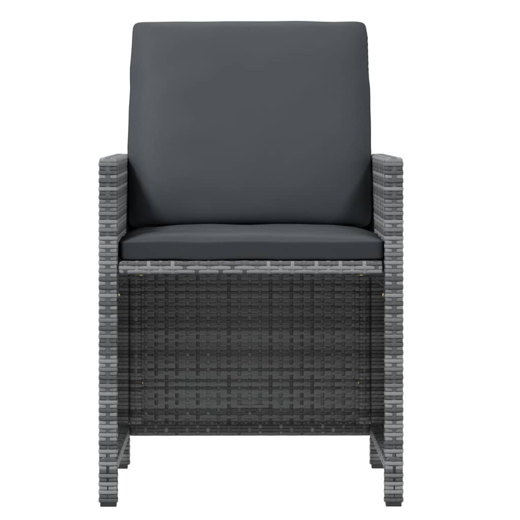 5-tlg. Garten-Essgruppe mit Kissen Poly Rattan Grau