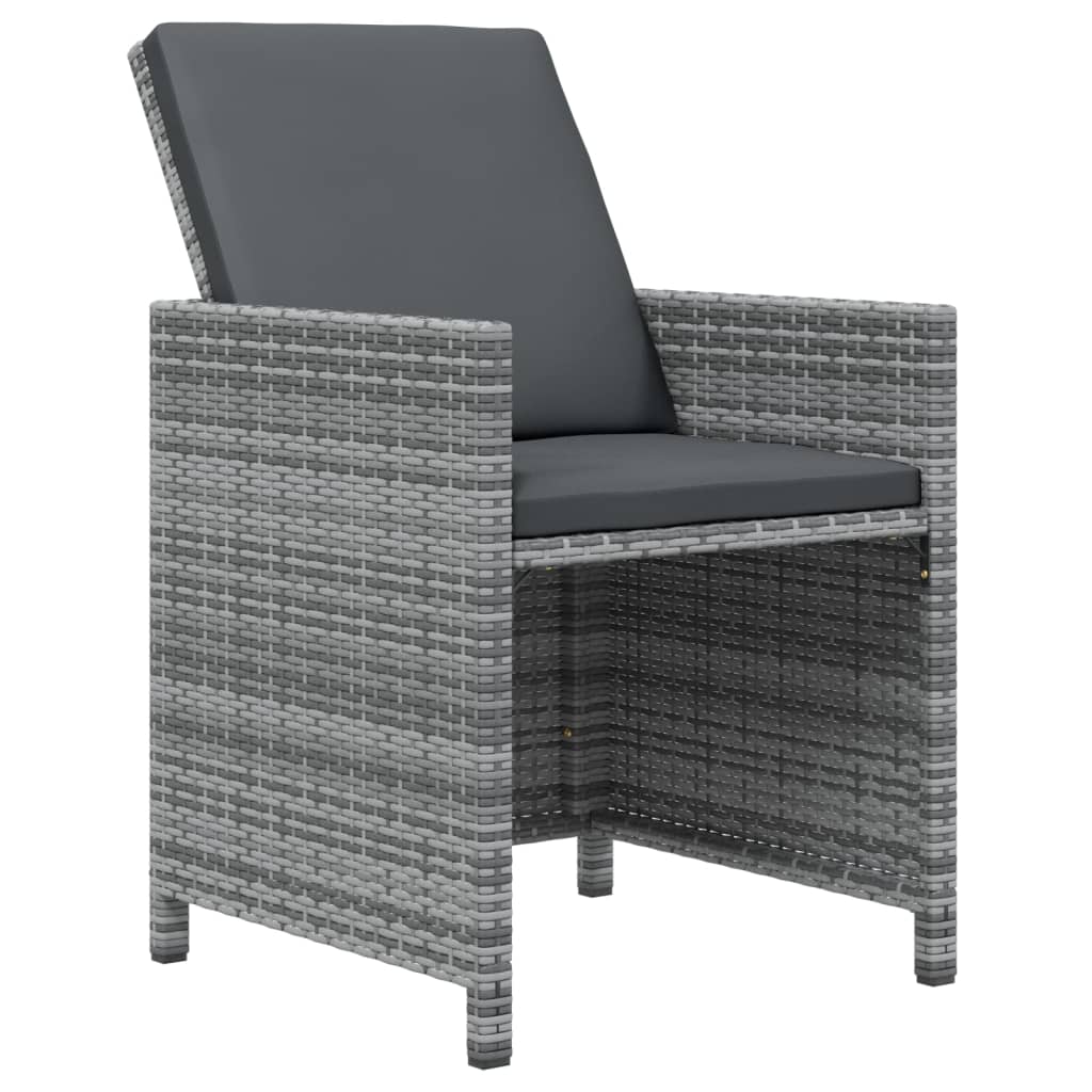 9-tlg. Garten-Essgruppe mit Kissen Poly Rattan Grau