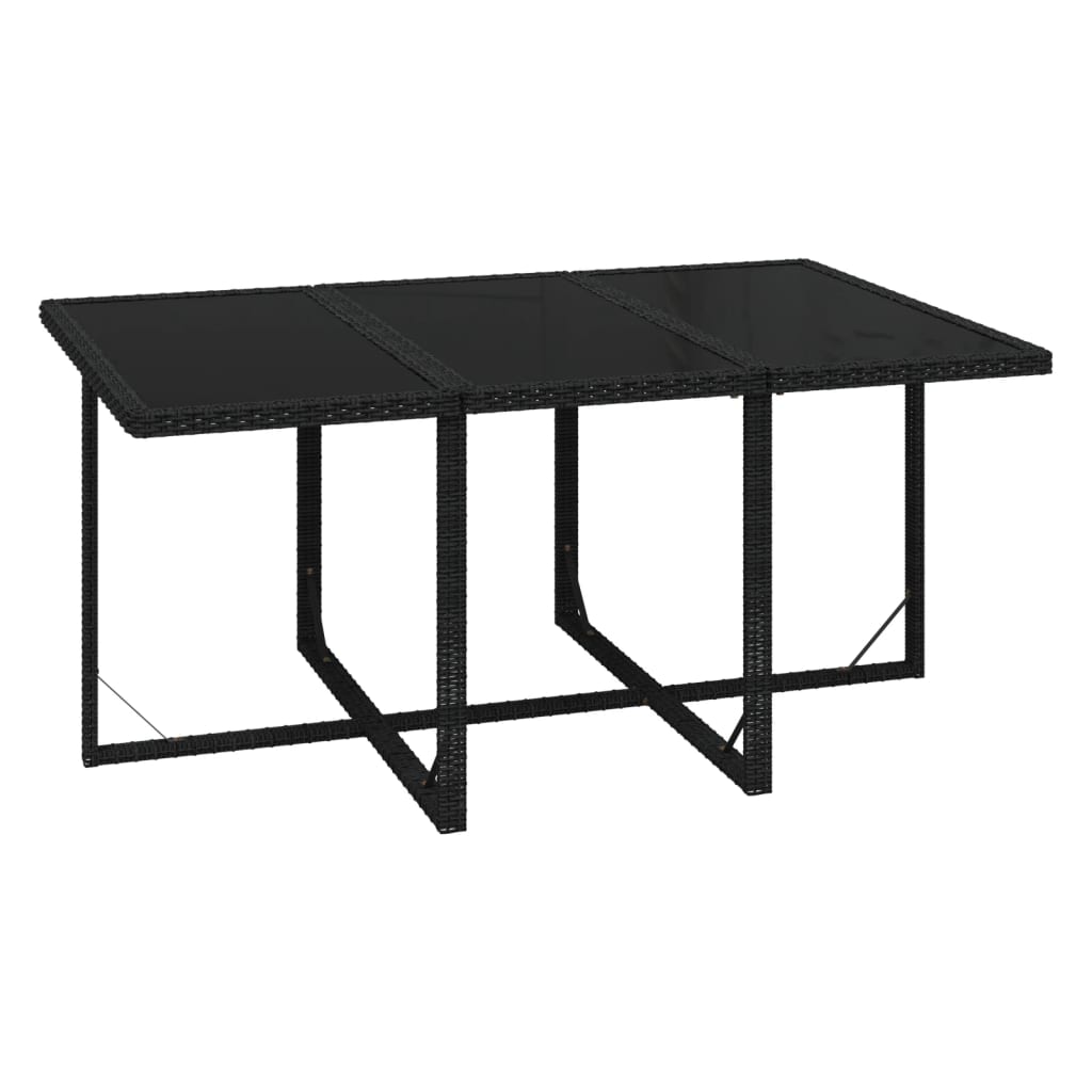 7-tlg. Garten-Essgruppe mit Kissen Poly Rattan Schwarz