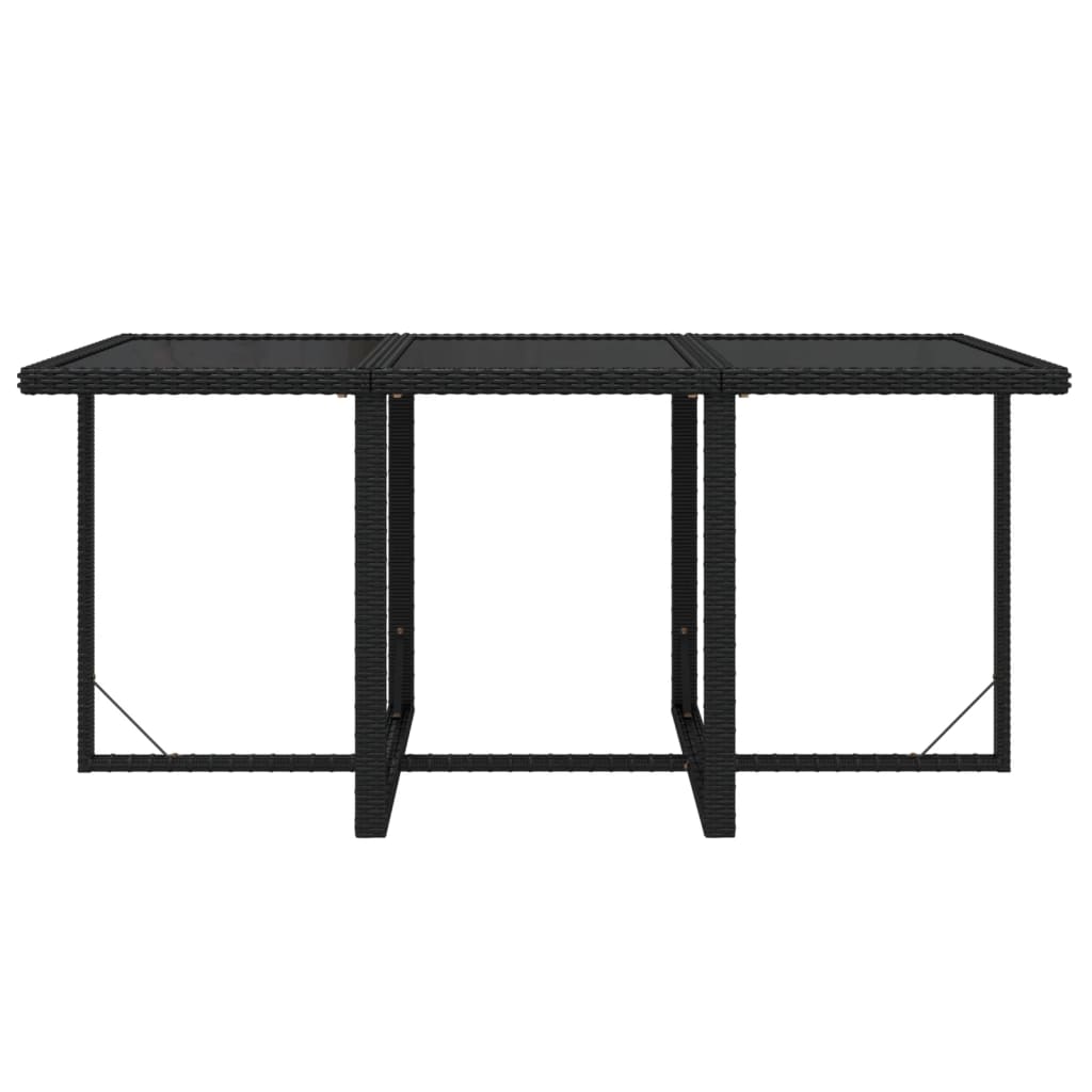7-tlg. Garten-Essgruppe mit Kissen Poly Rattan Schwarz