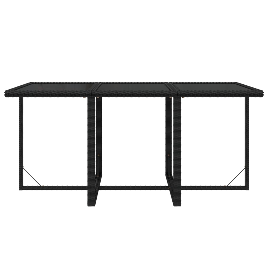 7-tlg. Garten-Essgruppe mit Kissen Poly Rattan Schwarz