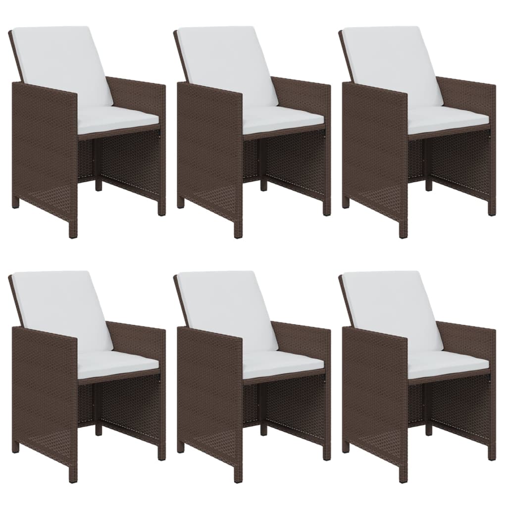 7-tlg. Garten-Essgruppe mit Kissen Poly Rattan Braun