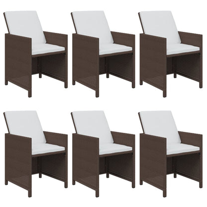 7-tlg. Garten-Essgruppe mit Kissen Poly Rattan Braun