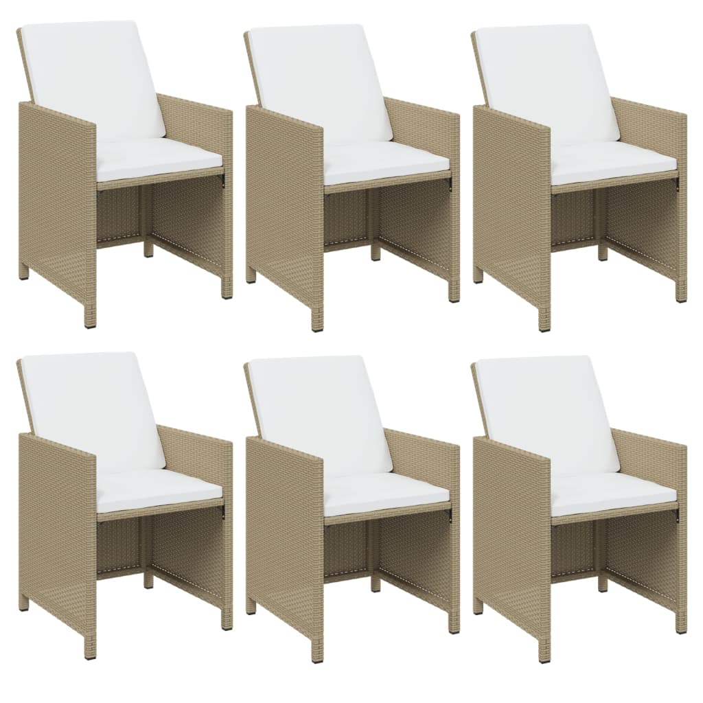 11-tlg. Garten-Essgruppe mit Kissen Poly Rattan Beige