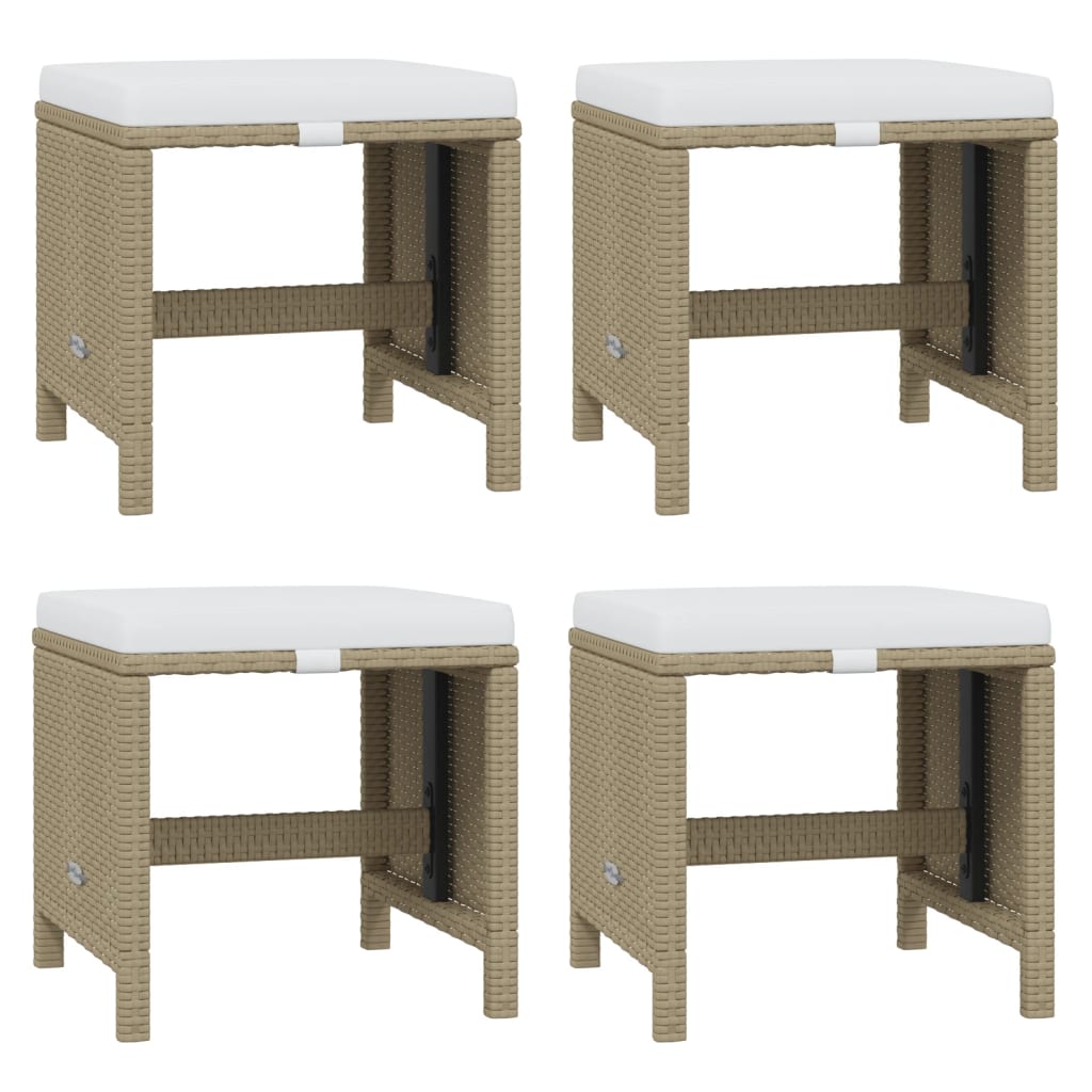 11-tlg. Garten-Essgruppe mit Kissen Poly Rattan Beige