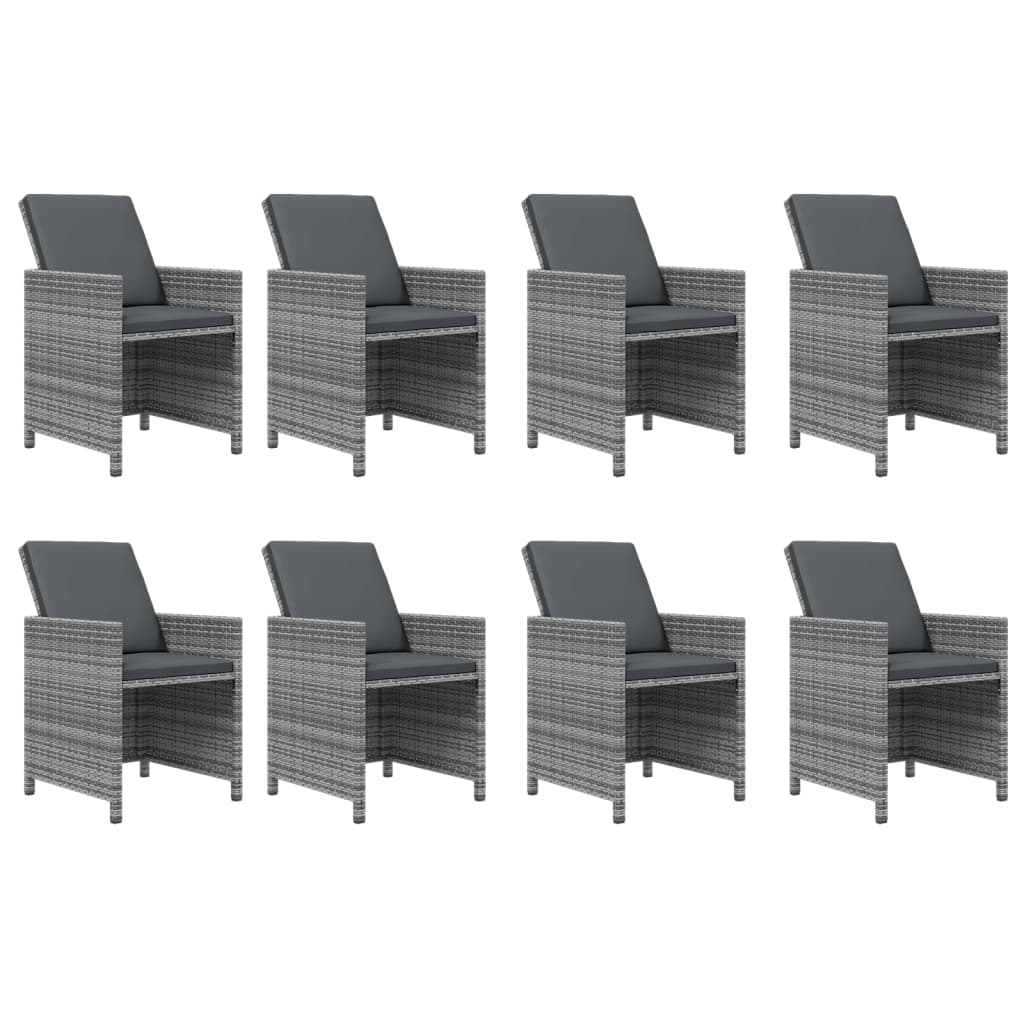 9-tlg. Garten-Essgruppe mit Kissen Poly Rattan Grau