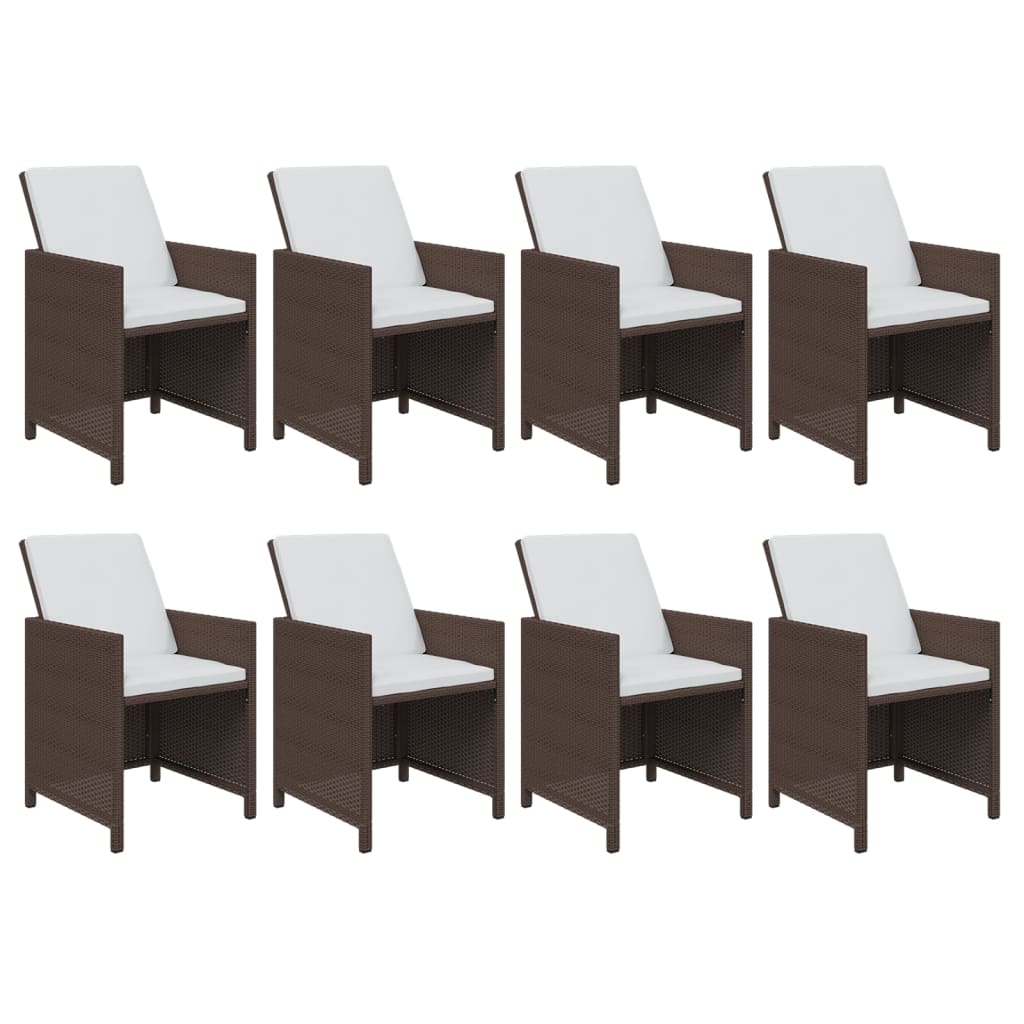 9-tlg. Garten-Essgruppe mit Kissen Poly Rattan Braun