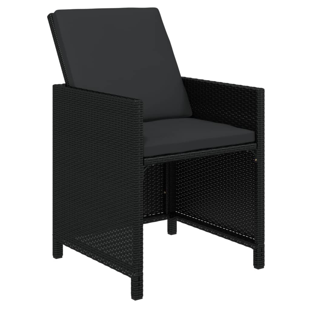 11-tlg. Garten-Essgruppe mit Kissen Poly Rattan Schwarz