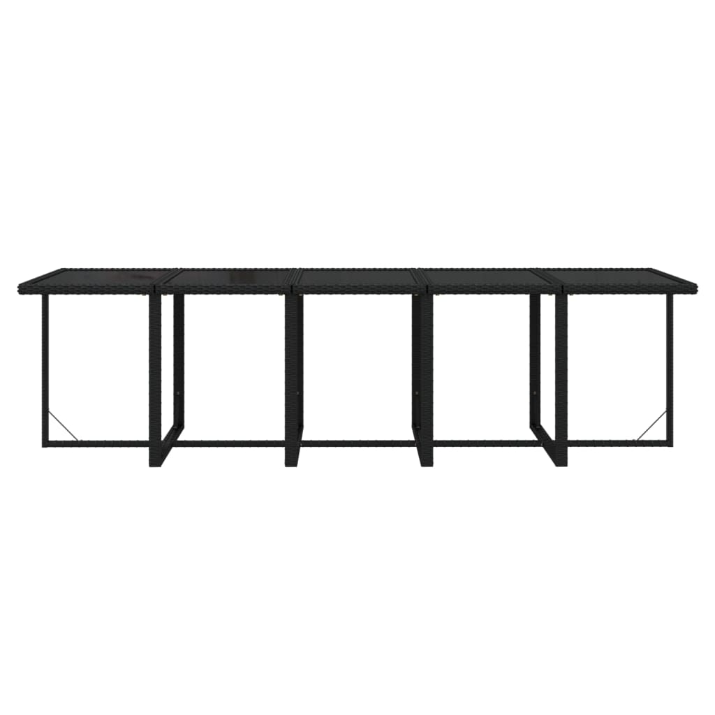 15-tlg. Garten-Essgruppe mit Kissen Poly Rattan Schwarz