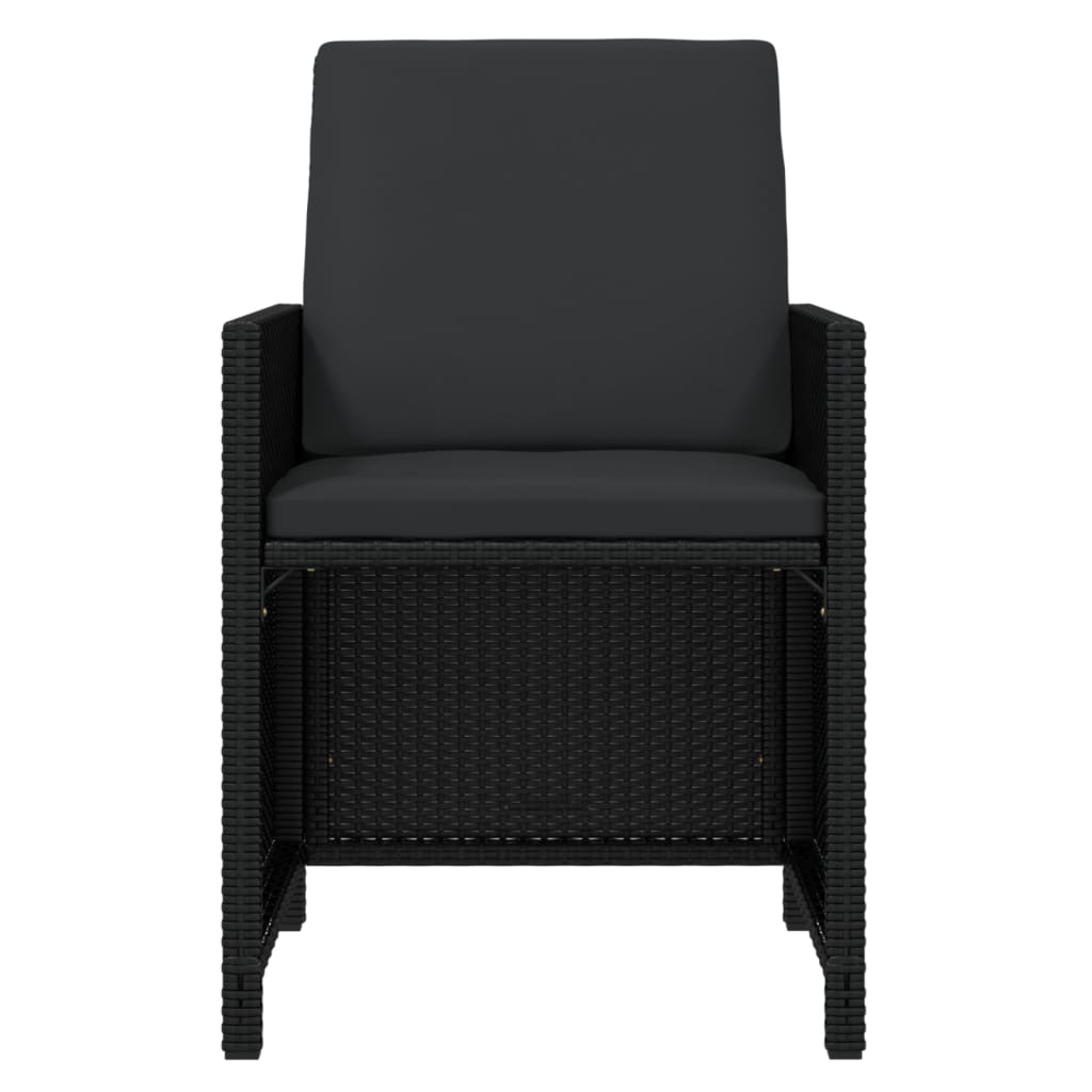 15-tlg. Garten-Essgruppe mit Kissen Poly Rattan Schwarz
