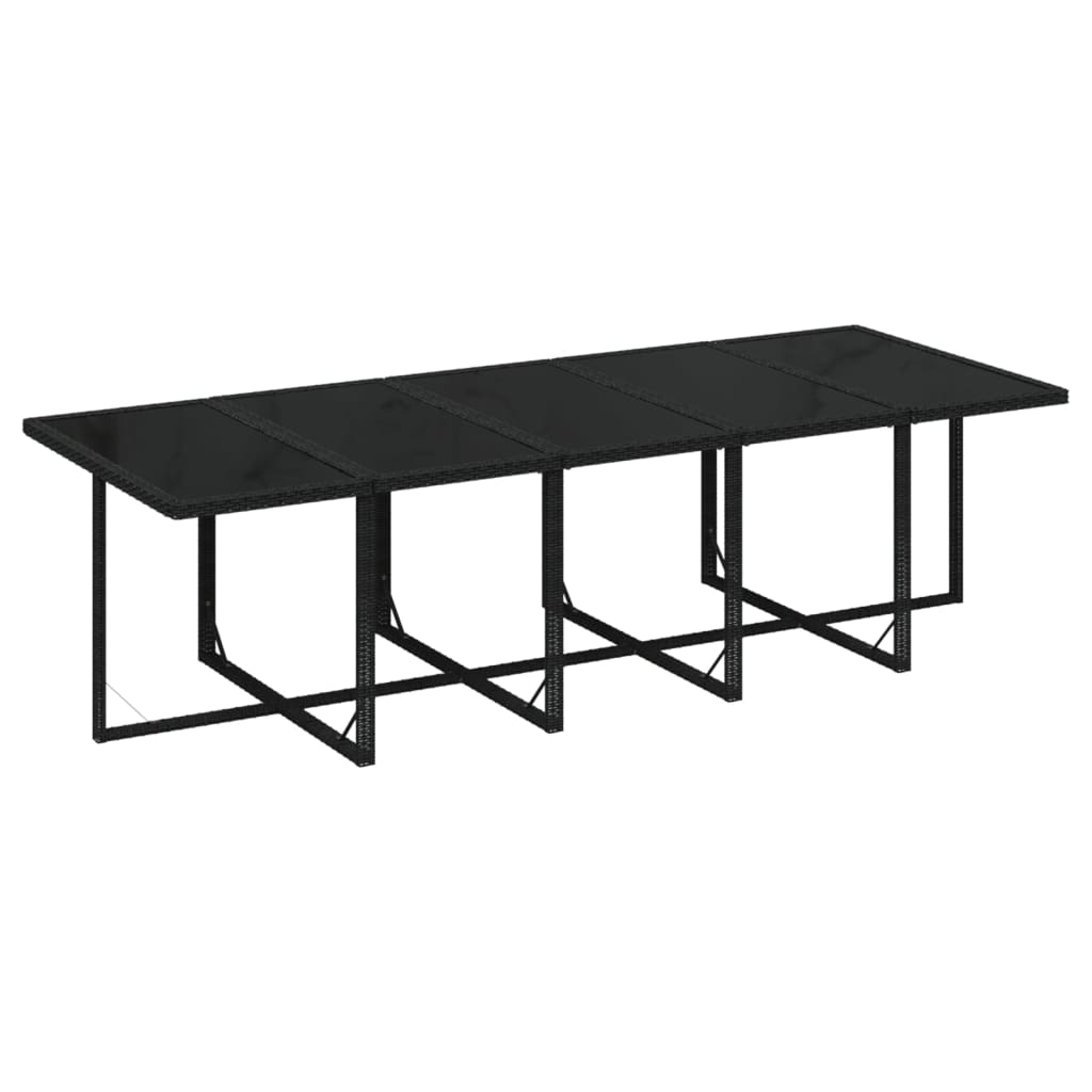 15-tlg. Garten-Essgruppe mit Kissen Poly Rattan Schwarz
