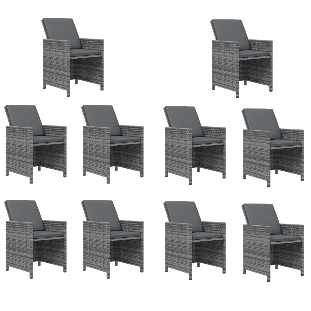 15-tlg. Garten-Essgruppe mit Kissen Poly Rattan Grau