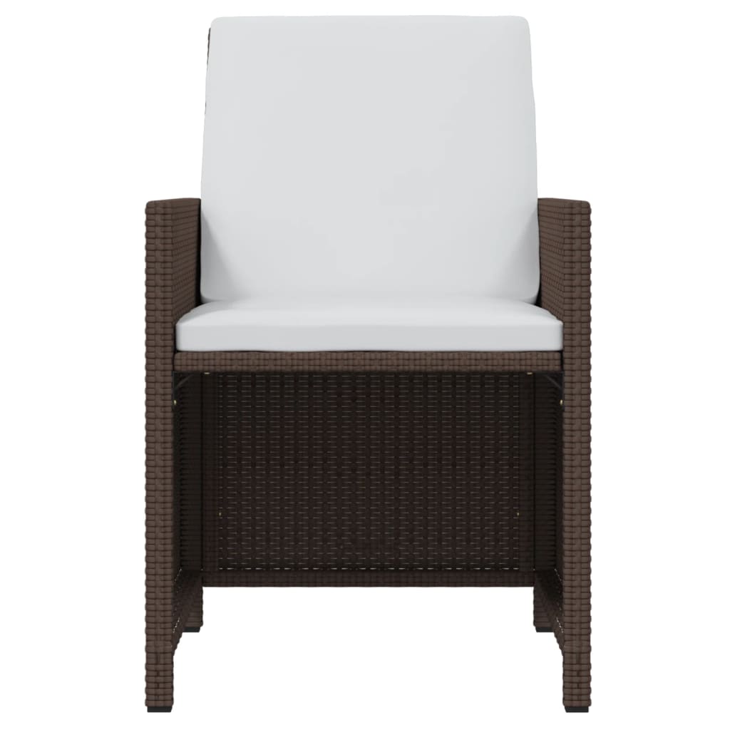 11-tlg. Garten-Essgruppe mit Kissen Poly Rattan Braun