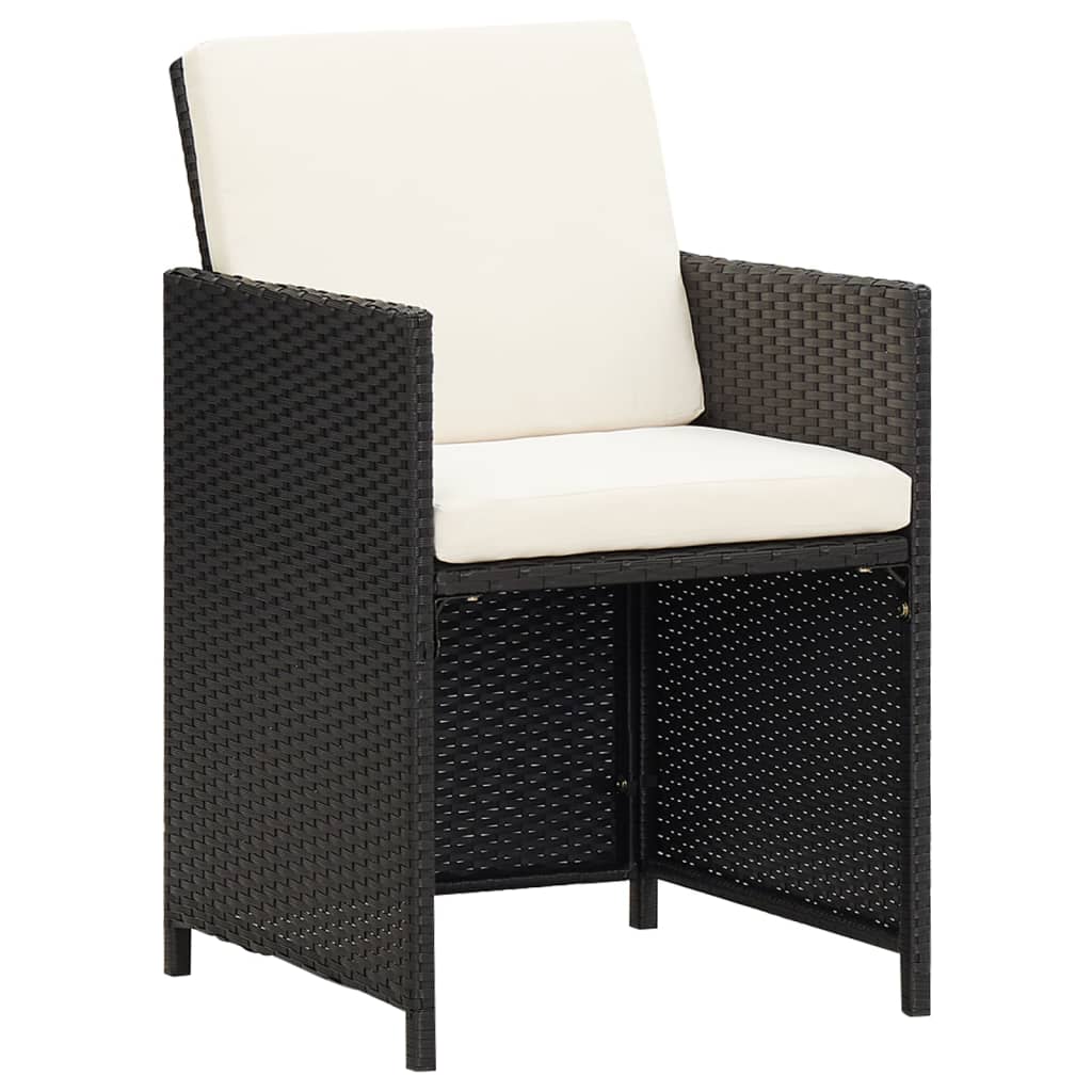 15-tlg. Garten-Essgruppe mit Kissen Poly Rattan Schwarz