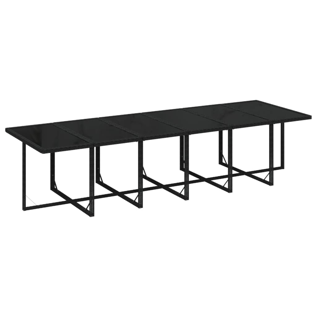 13-tlg. Garten-Essgruppe mit Kissen Poly Rattan Schwarz