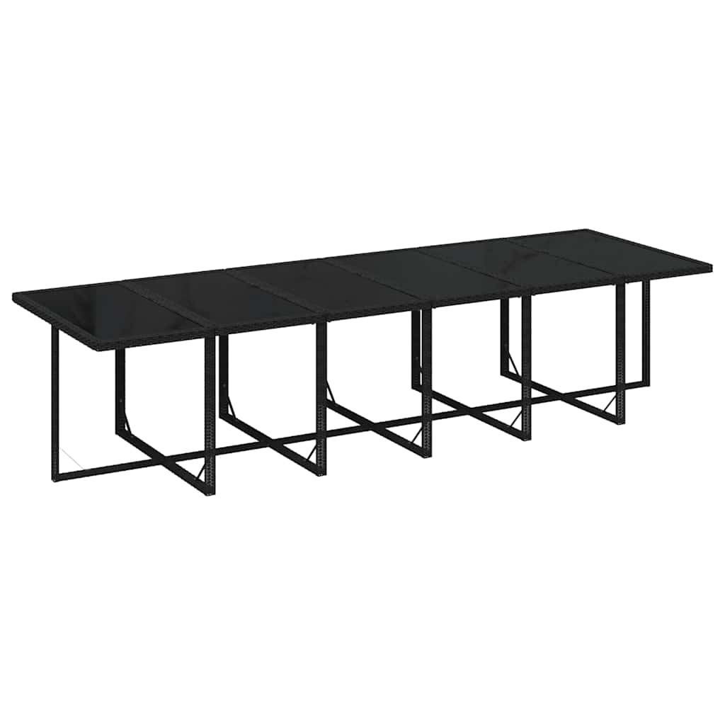 13-tlg. Garten-Essgruppe mit Kissen Poly Rattan Schwarz