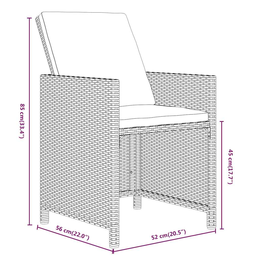 17-tlg. Garten-Essgruppe mit Kissen Poly Rattan Schwarz
