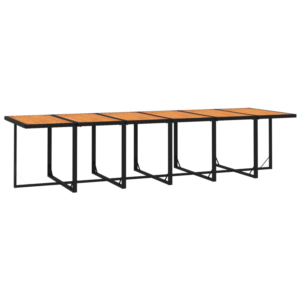 13-tlg. Garten-Essgruppe mit Kissen Poly Rattan Schwarz