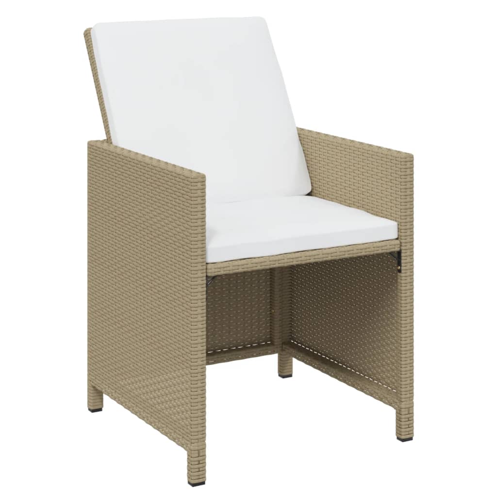 13-tlg. Garten-Essgruppe mit Kissen Poly Rattan Beige