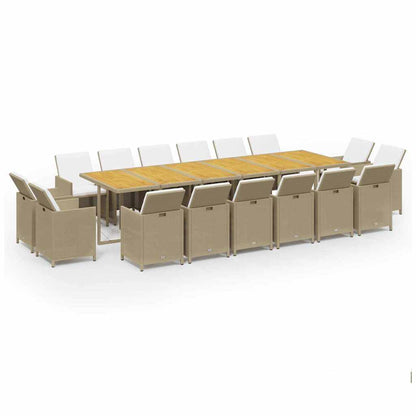 17-tlg. Garten-Essgruppe mit Kissen Poly Rattan Beige