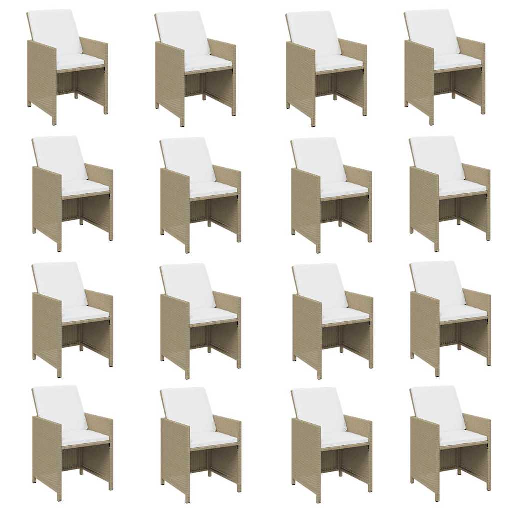 17-tlg. Garten-Essgruppe mit Kissen Poly Rattan Beige