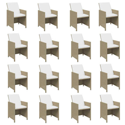 17-tlg. Garten-Essgruppe mit Kissen Poly Rattan Beige