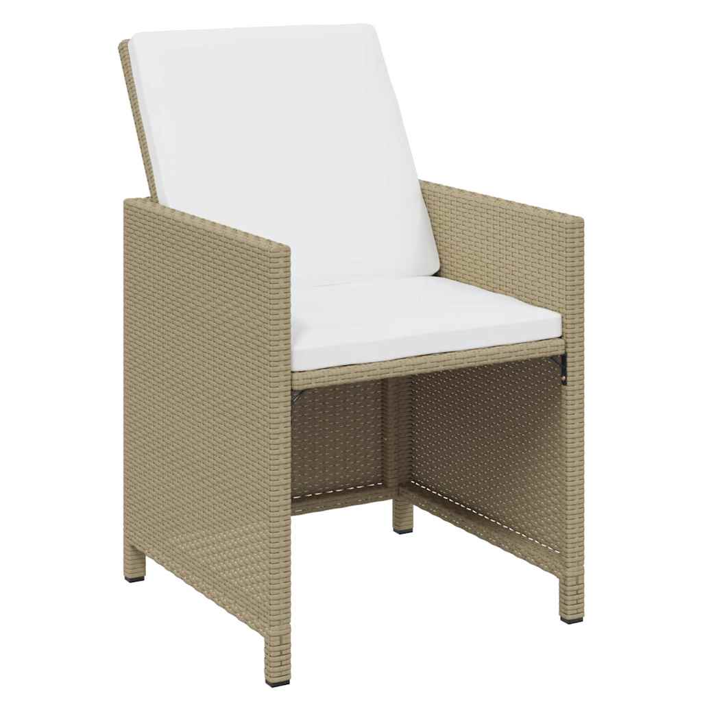 17-tlg. Garten-Essgruppe mit Kissen Poly Rattan Beige