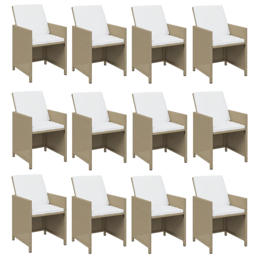 17-tlg. Garten-Essgruppe mit Kissen Poly Rattan Beige