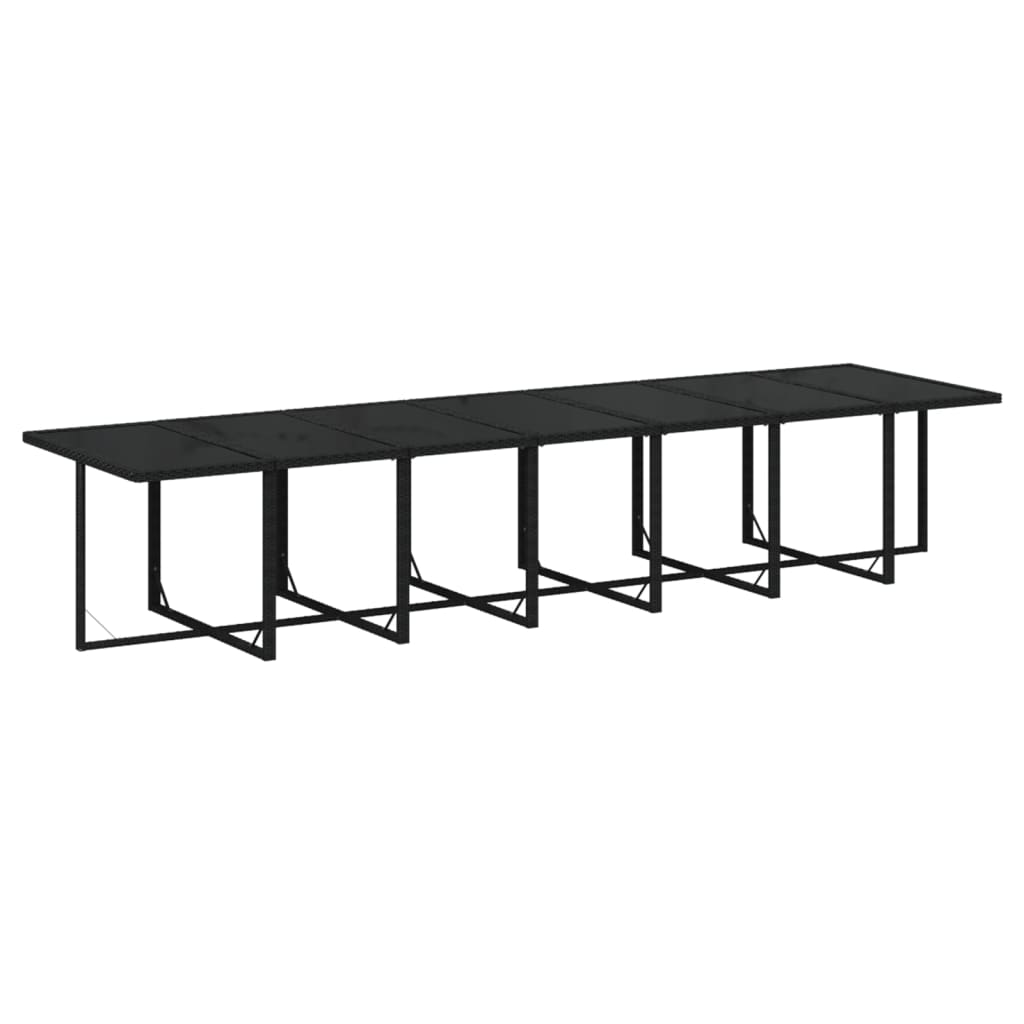 15-tlg. Garten-Essgruppe mit Kissen Poly Rattan Schwarz