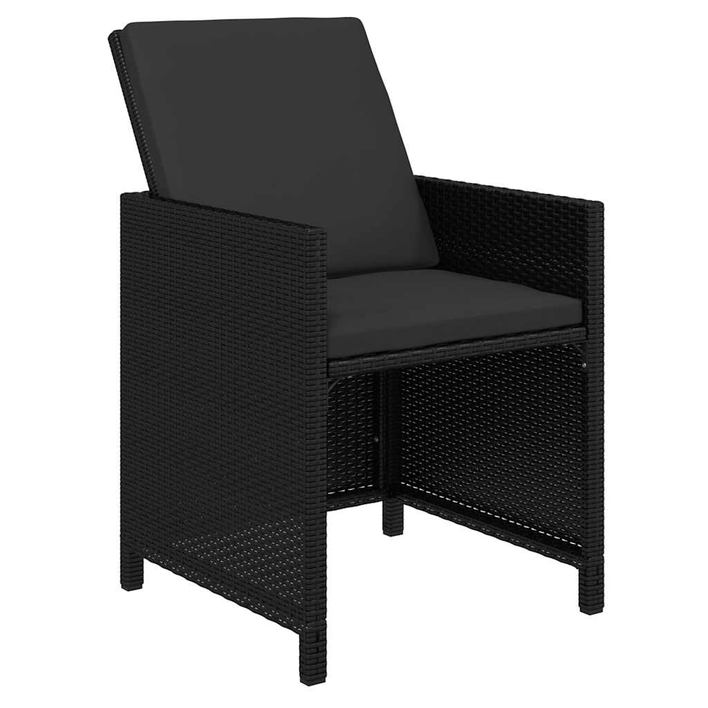 15-tlg. Garten-Essgruppe mit Kissen Poly Rattan Schwarz