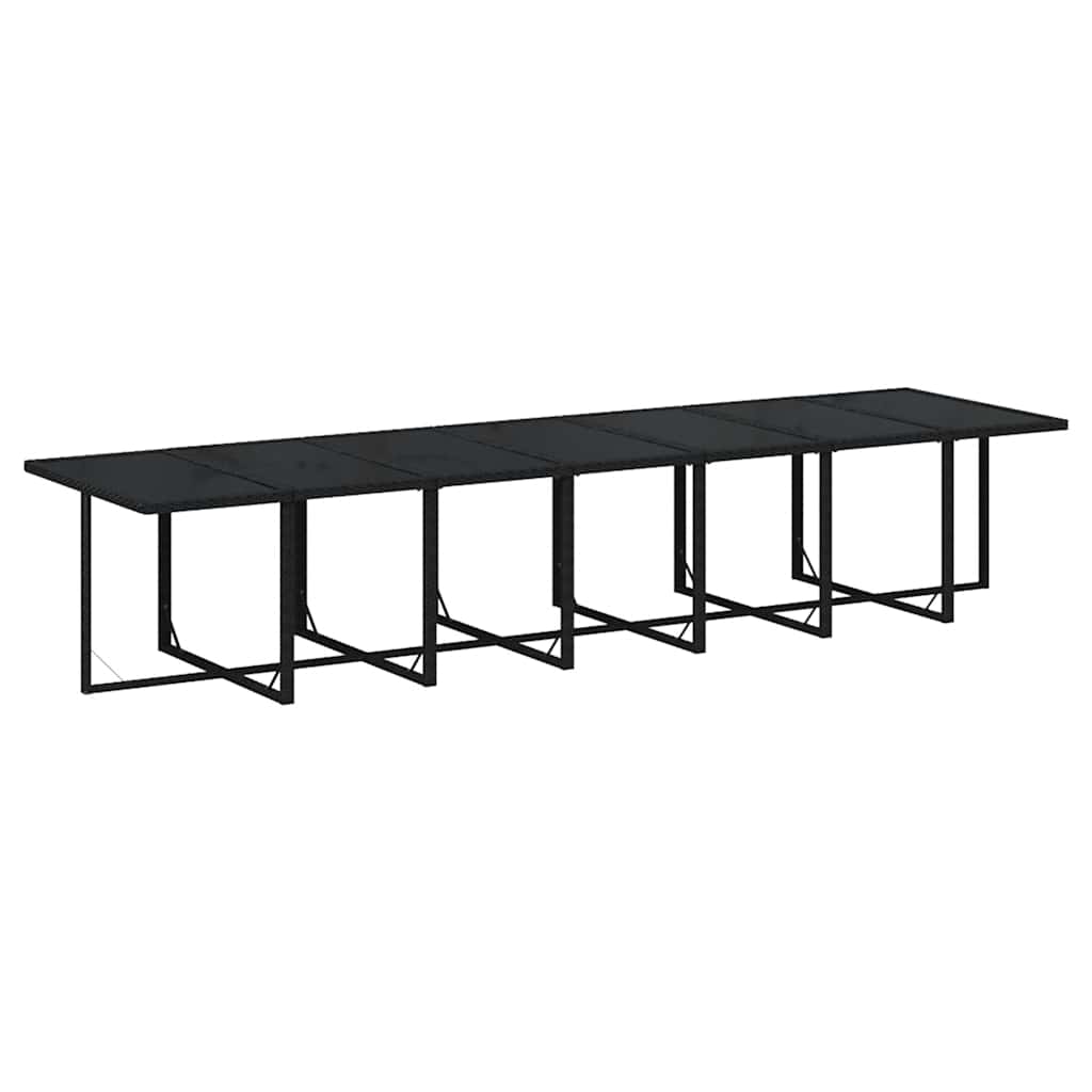 19-tlg. Garten-Essgruppe mit Kissen Poly Rattan Schwarz