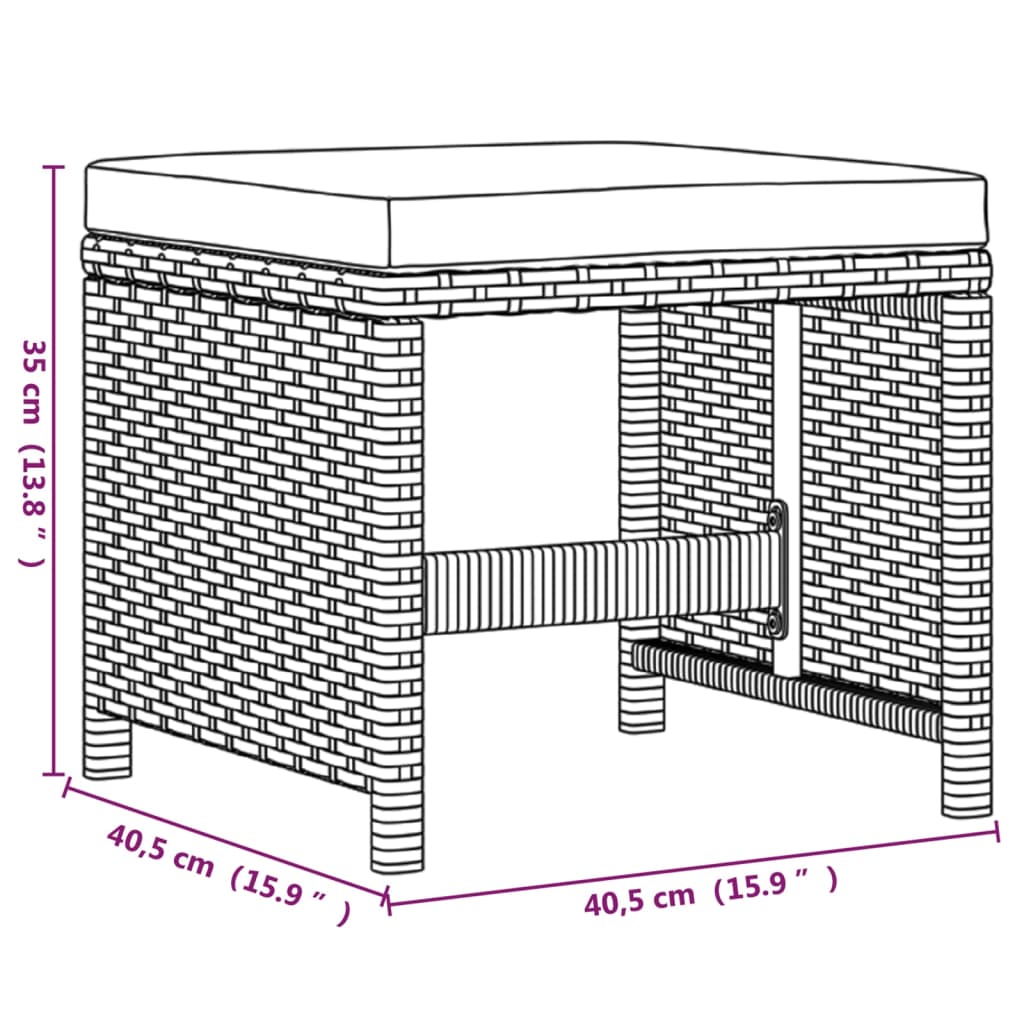 19-tlg. Garten-Essgruppe mit Kissen Poly Rattan Schwarz