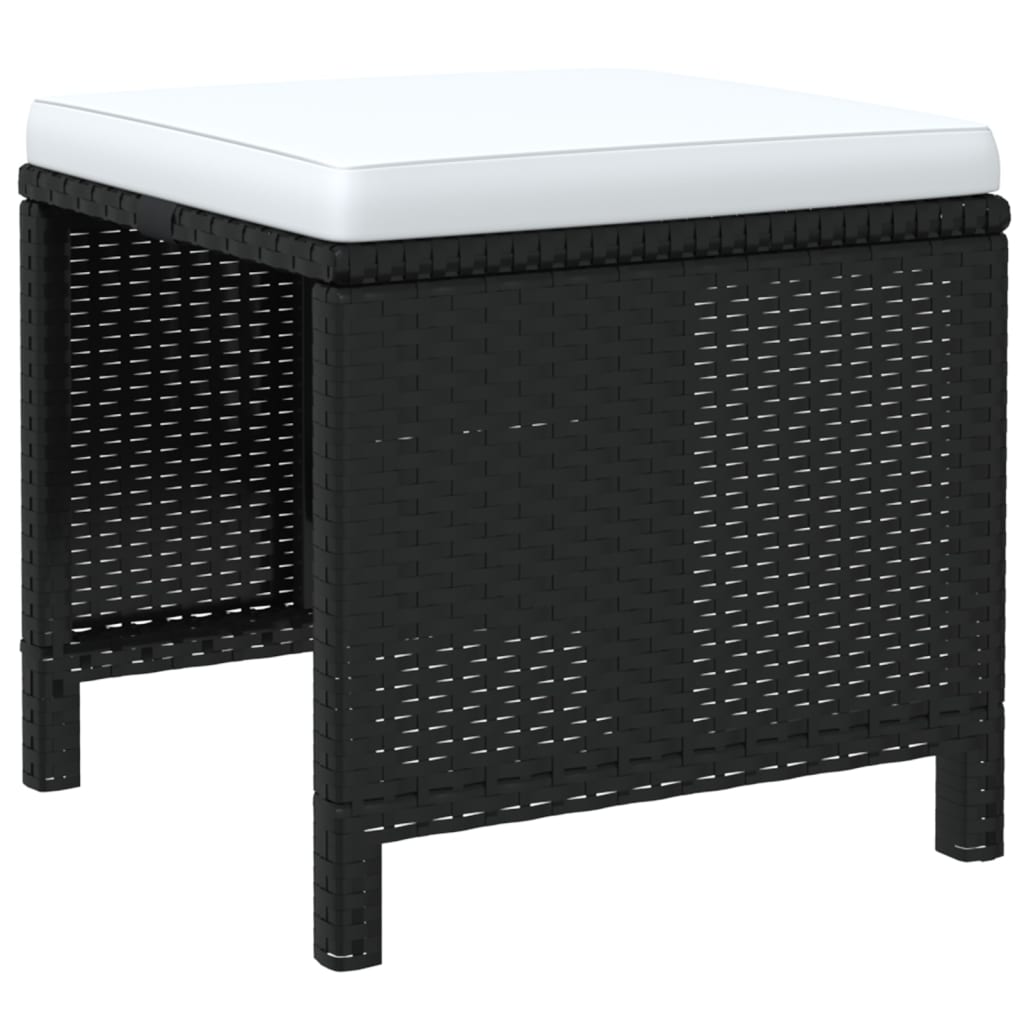 19-tlg. Garten-Essgruppe mit Kissen Poly Rattan Schwarz