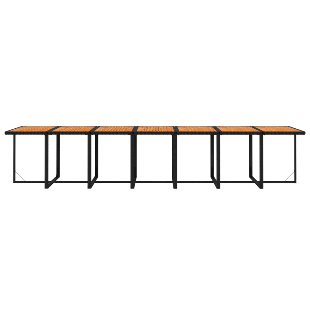 15-tlg. Garten-Essgruppe mit Kissen Schwarz Poly Rattan