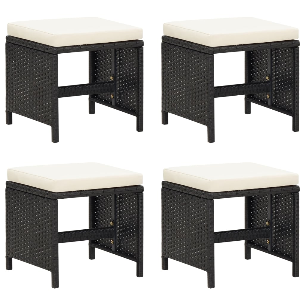 19-tlg. Garten-Essgruppe mit Kissen Schwarz Poly Rattan