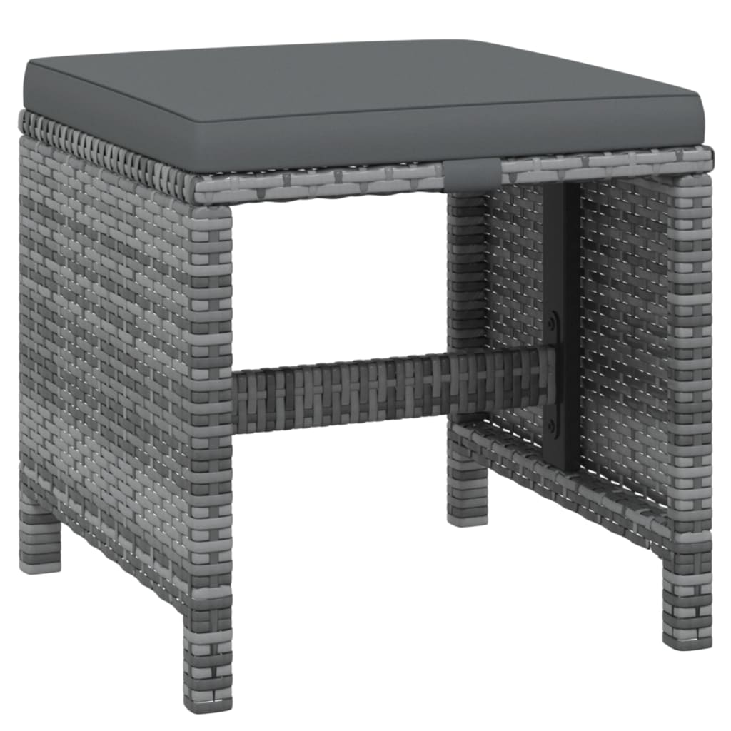 19-tlg. Garten-Essgruppe mit Kissen Grau Poly Rattan
